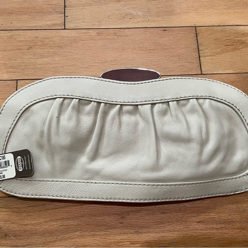 Fossil Ivory Leather Clutch
